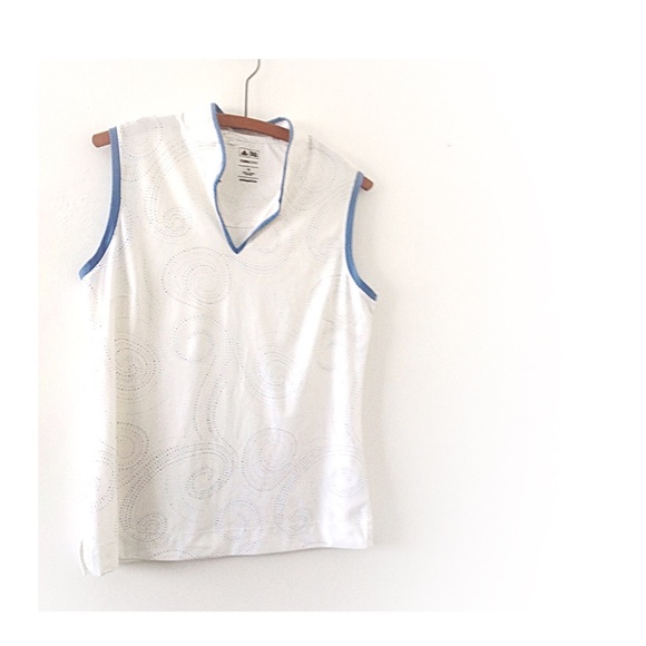 adidas Tops - Adidas Golf Tank White Blue Sleeveless Sport Top